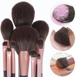 10pcs purple professional customized logo soft fluffy face eye powder wooden handle synthetic fiber makeup brush set