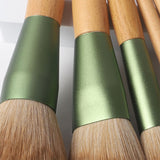 Wholesale High Quality 10pcs Green Soft Wooden Handle Fiber Makeup Brush Set