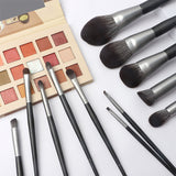 Black and silver high-end luxury 12-piece fiber wood handle makeup brush set