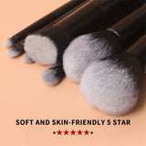 Wholesale custom logo black 9pcs portable high quality fiber hair wood handle makeup brush set