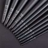 Black and silver high-end luxury 12-piece fiber wood handle makeup brush set