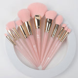 High Quality 11 Pcs Eye Face Cosmetics Soft Synthetic Hair Private Label pink Vegan Makeup Brush Set Custom Logo