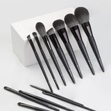 black 12pcs luxury high quality synthetic hair wood handle makeup brush set