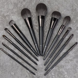 black 12pcs luxury high quality synthetic hair wood handle makeup brush set