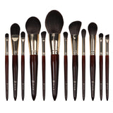 High-end mahogany soft face and eye fiber professional 12-piece makeup brush set