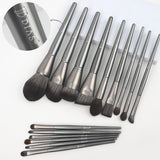 15pcs Luxury High-end Quality Silver synthetic hair goat hair Pony Hair Wooden Handle Makeup Brush Set