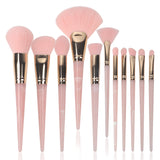 High Quality 11 Pcs Eye Face Cosmetics Soft Synthetic Hair Private Label pink Vegan Makeup Brush Set Custom Logo