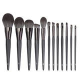 black 12pcs luxury high quality synthetic hair wood handle makeup brush set