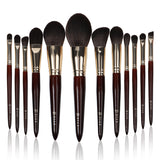 High-end mahogany soft face and eye fiber professional 12-piece makeup brush set