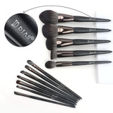 black 12pcs luxury high quality synthetic hair wood handle makeup brush set