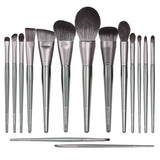 15pcs Luxury High-end Quality Silver synthetic hair goat hair Pony Hair Wooden Handle Makeup Brush Set