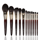 High-end mahogany soft face and eye fiber professional 12-piece makeup brush set