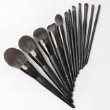 black 12pcs luxury high quality synthetic hair wood handle makeup brush set