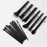 Wholesale 15pcs black fiber wood handle high quality makeup brush set