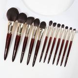 High-end mahogany soft face and eye fiber professional 12-piece makeup brush set