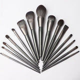 15pcs Luxury High-end Quality Silver synthetic hair goat hair Pony Hair Wooden Handle Makeup Brush Set