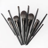 black 12pcs luxury high quality synthetic hair wood handle makeup brush set