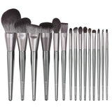 15pcs Luxury High-end Quality Silver synthetic hair goat hair Pony Hair Wooden Handle Makeup Brush Set