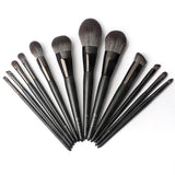 black 12pcs luxury high quality synthetic hair wood handle makeup brush set