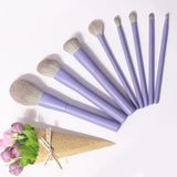 Hot selling wholesale pink purple soft fluffy wooden handle 8pcs custom logo face eye high quality makeup brush set