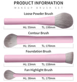 Hot selling wholesale pink purple soft fluffy wooden handle 8pcs custom logo face eye high quality makeup brush set