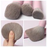 Hot selling wholesale pink purple soft fluffy wooden handle 8pcs custom logo face eye high quality makeup brush set