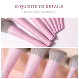 Hot selling wholesale pink purple soft fluffy wooden handle 8pcs custom logo face eye high quality makeup brush set